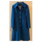 Velvet Collection Vintage Coat - Teal Blue, Size 44
