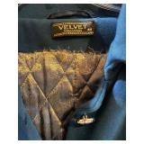 Velvet Collection Vintage Coat - Teal Blue, Size 44