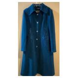 Velvet Collection Vintage Coat - Teal Blue, Size 44