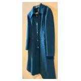 Velvet Collection Vintage Coat - Teal Blue, Size 44