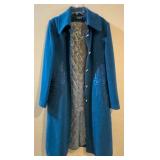 Velvet Collection Vintage Coat - Teal Blue, Size 44