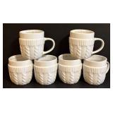 Vintage Caribou Coffee White Embossed Knit Cup Cozy Mugs