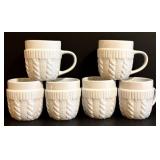 Vintage Caribou Coffee White Embossed Knit Cup Cozy Mugs