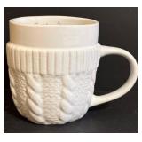 Vintage Caribou Coffee White Embossed Knit Cup Cozy Mugs