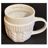 Vintage Caribou Coffee White Embossed Knit Cup Cozy Mugs