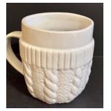 Vintage Caribou Coffee White Embossed Knit Cup Cozy Mugs