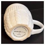 Vintage Caribou Coffee White Embossed Knit Cup Cozy Mugs