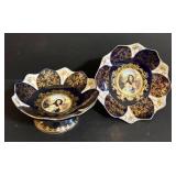 MZ Pair of Vintage Czech Republic Original Kobalt Bowls