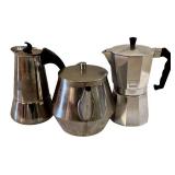 Vintage Expresso Maker, Tea Kettle and Coffee Pot by Bialetti, Gnali & Zani, Yedi