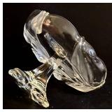 Etched Glass Pedestal Compote & Vintage Gorham Full Lead Trinket Box with Lid