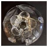 Etched Glass Pedestal Compote & Vintage Gorham Full Lead Trinket Box with Lid