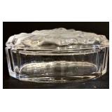 Etched Glass Pedestal Compote & Vintage Gorham Full Lead Trinket Box with Lid