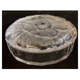 Etched Glass Pedestal Compote & Vintage Gorham Full Lead Trinket Box with Lid