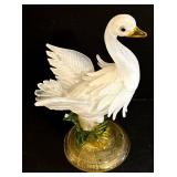 Vintage Glass Swan Pedestal Figurine