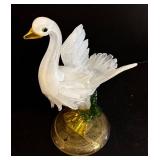 Vintage Glass Swan Pedestal Figurine