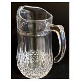 Crystal Glass Pitchers - Set of 3 with Diamond-Cut Pattern