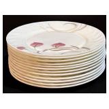 Chinbull 12-Piece Pink Floral 8 in Salad Plates - Heat-Resistant Opal Glassware