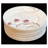 Chinbull 12-Piece Pink Floral 8 in Salad Plates - Heat-Resistant Opal Glassware
