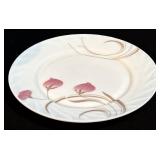Chinbull 12-Piece Pink Floral 8 in Salad Plates - Heat-Resistant Opal Glassware