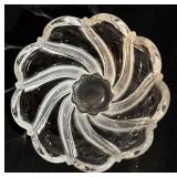 Variety of Lovely Vintage Glass Serving Platters and Bowls including a Vintage Mikasa Peppermint Swirl Bowl & Echt Bleikristall Crystal Bowl