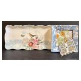 Fifth Floral Revelery Platter & 4 Plates Set, New