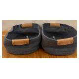 Basket Lot - 4 Fabric-Lined Bins with Inserts & 2 Woven Baskets