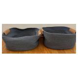 Basket Lot - 4 Fabric-Lined Bins with Inserts & 2 Woven Baskets