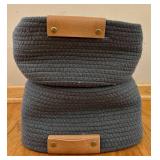 Basket Lot - 4 Fabric-Lined Bins with Inserts & 2 Woven Baskets