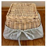 Basket Lot - 4 Fabric-Lined Bins with Inserts & 2 Woven Baskets