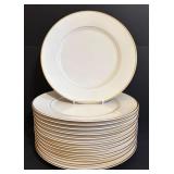 International Ultra Bone Dinner Plates - 12 in Cream & Gold Rim - 13 Pcs