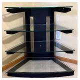 TV Stand with 4 Glass Shelves / Contemporary Media Stand