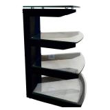TV Stand with 4 Glass Shelves / Contemporary Media Stand