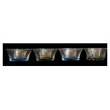 Set of Four Ice Cream Bowls - Blue & Green Glass