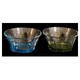 Set of Four Ice Cream Bowls - Blue & Green Glass