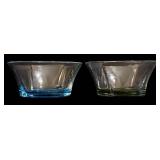 Set of Four Ice Cream Bowls - Blue & Green Glass