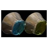 Set of Four Ice Cream Bowls - Blue & Green Glass