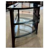 TV Stand with 3 Glass Shelves / Media Stand