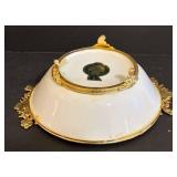 Vintage Golden Frem Limoges Bowls - Teal & Gold Embellished Footed Pair