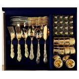 International Co. Gold-Tone Flatware Set - Wooden Box with Salt & Pepper Shakers, Candle Holders