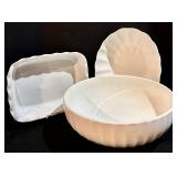 2 White Bowls & 14 in Baking Pan