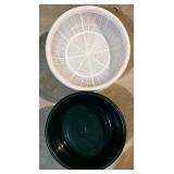 Plastic Mixing Bowls (2) & White Colanders (2) - Large 20 in Dia, 5 in H