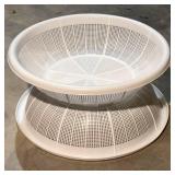 Plastic Mixing Bowls (2) & White Colanders (2) - Large 20 in Dia, 5 in H