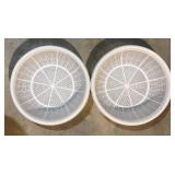 Plastic Mixing Bowls (2) & White Colanders (2) - Large 20 in Dia, 5 in H