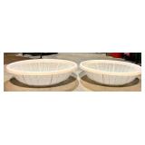 Plastic Mixing Bowls (2) & White Colanders (2) - Large 20 in Dia, 5 in H