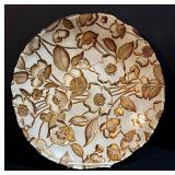 Glass Platters - 4-Piece Set with Gold Trim & Floral Motifs (Lot of 4)