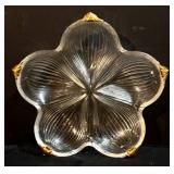 Glass Platters - 4-Piece Set with Gold Trim & Floral Motifs (Lot of 4)