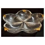 Glass Platters - 4-Piece Set with Gold Trim & Floral Motifs (Lot of 4)