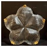 Glass Platters - 4-Piece Set with Gold Trim & Floral Motifs (Lot of 4)