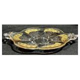 Glass Platters - 4-Piece Set with Gold Trim & Floral Motifs (Lot of 4)