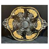 Glass Platters - 4-Piece Set with Gold Trim & Floral Motifs (Lot of 4)